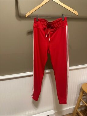 The Upside Red Leggings with White Side Stripes
